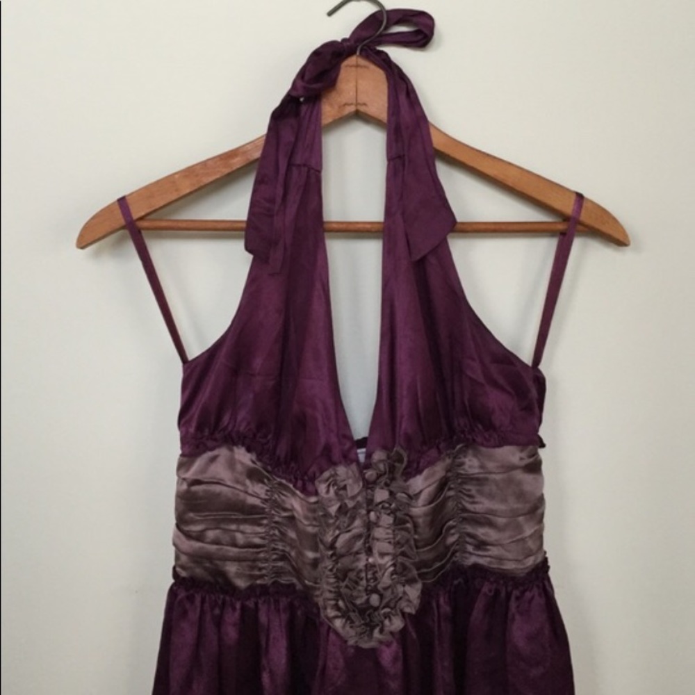To The Max | Purple Halter Silk Midi Dress